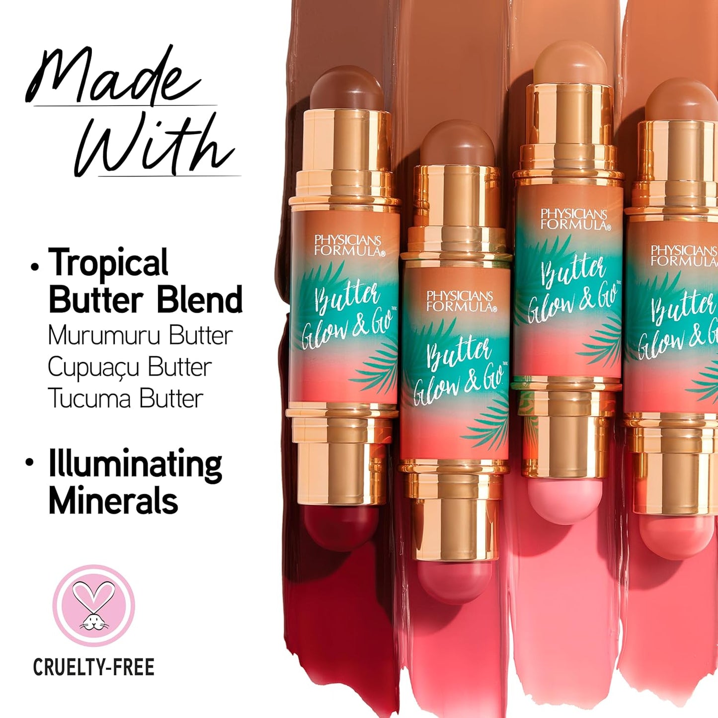 Physicians Formula Butter Glow & Go Multiuse Stick, Ultra-Creamy Radiant Finish Formula with Murumuru Butter, Vegan & Cruelty-Free- Sunkissed Rose