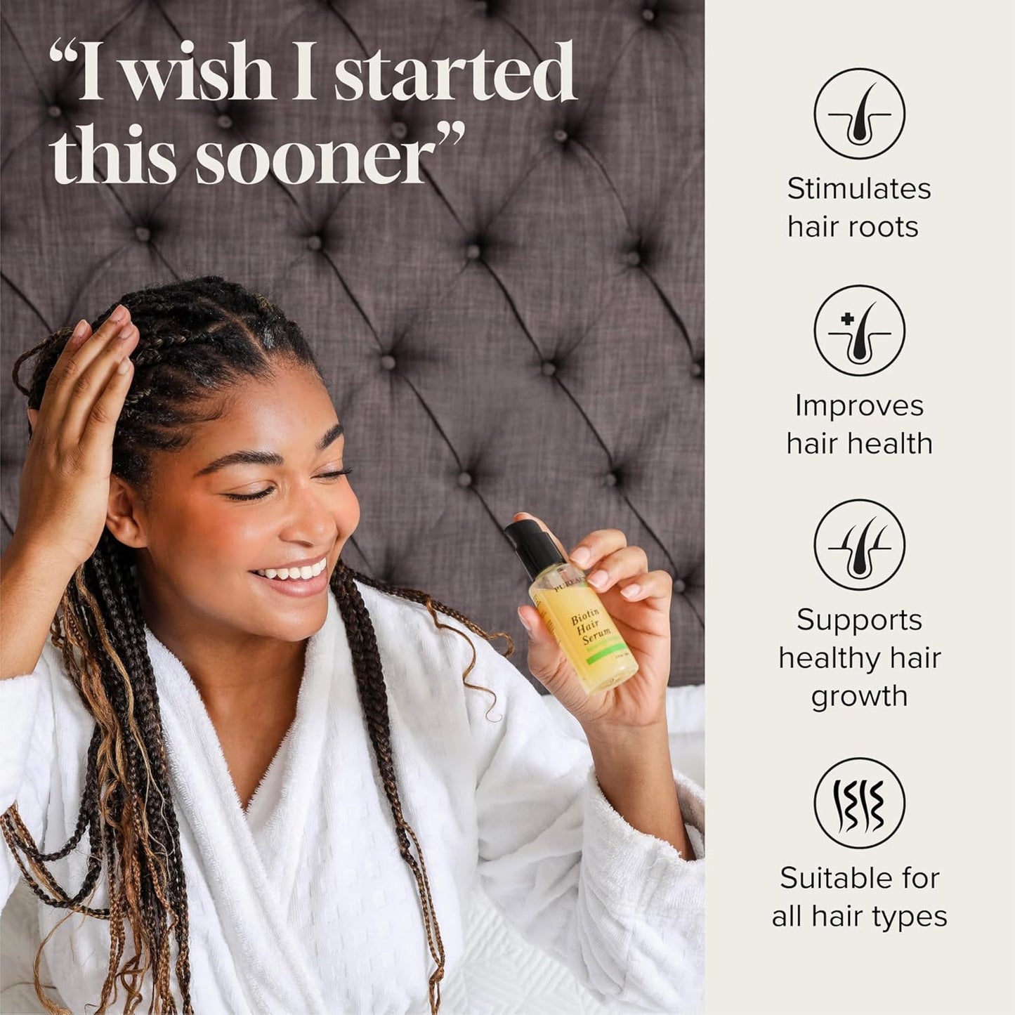 Biotin Hair Growth Serum Advanced Topical Formula To Help Grow Healthy, Strong Hair Suitable for Men and Women of All Hair Types Hair Loss Support By Pureauty Naturals 2 Fl Oz (Pack of 1)