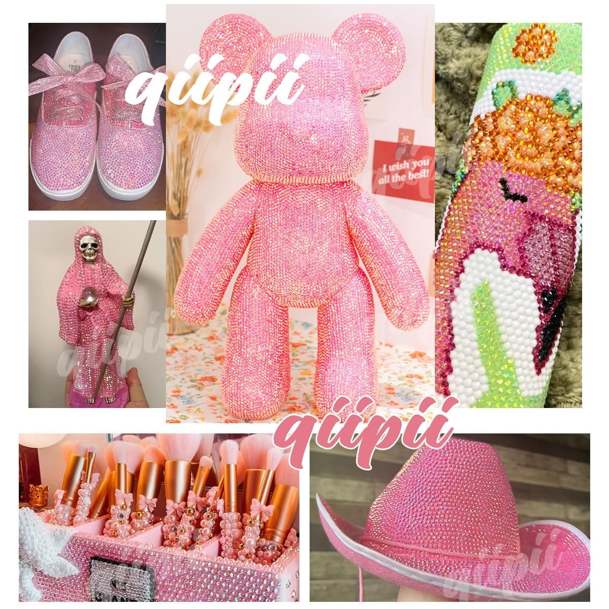 Hot Pink AB Resin Rhinestones for Crafting 3mm 4mm 5mm Rose Pink Flatback Jelly Stones SS10 SS16 SS20 Non-Hotfix Diamonds Gems Charms for Nails Face Eyes Makeup Body Tumblers Bottles DIY Crafts