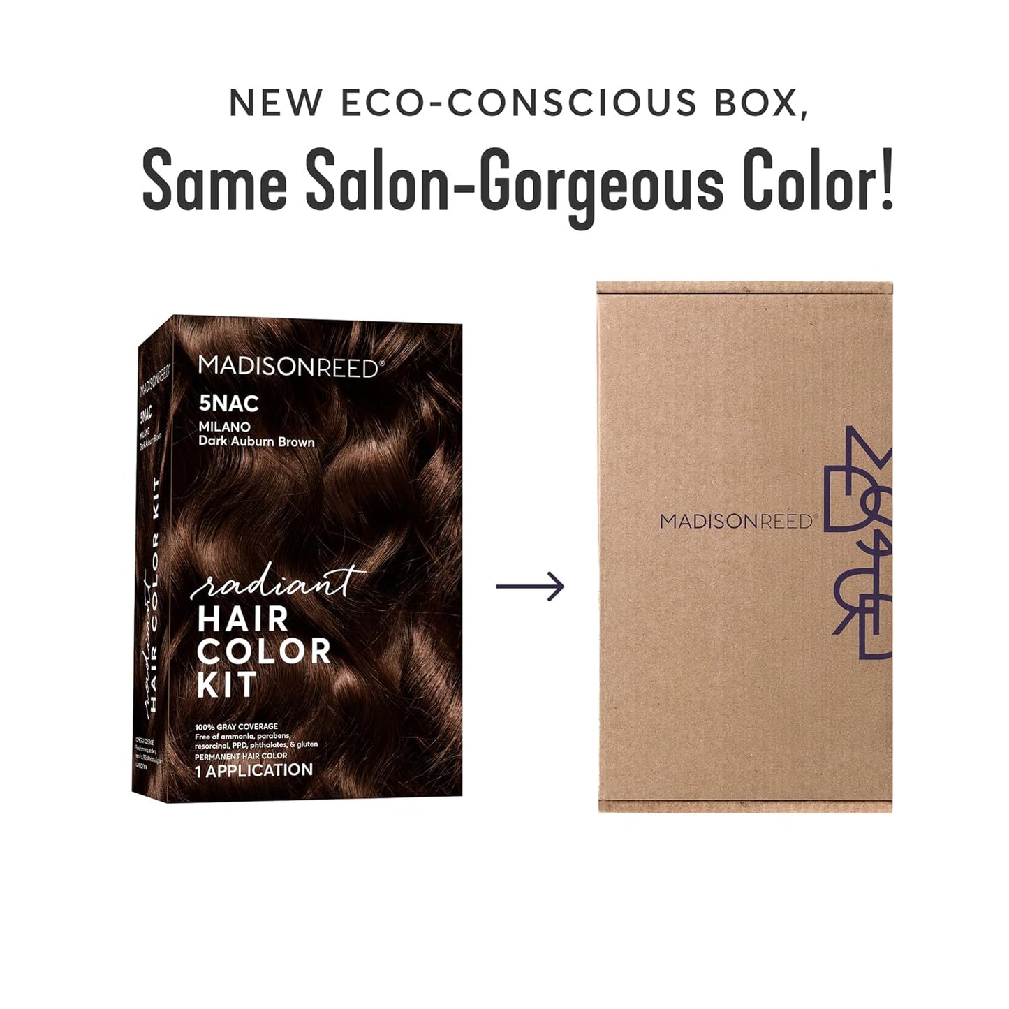 Madison Reed Radiant Hair Color Kit | 5NA Dark Ash Brown with Cool Smoky Undertones (Torino Brown) for 100% Gray Hair Coverage | Dimensional Permanent Hair Dye | PPD-Free & Ammonia-Free | 2 Pack