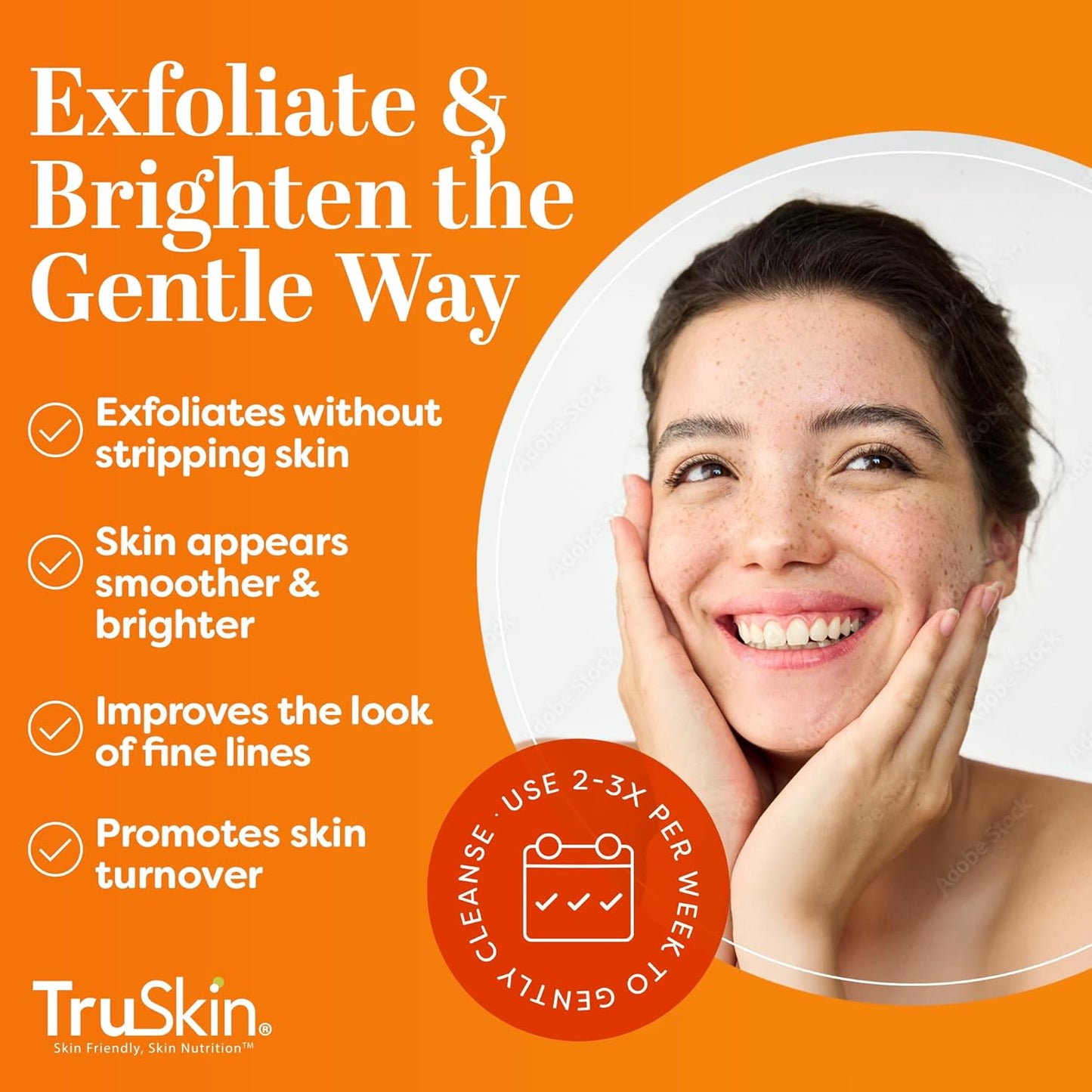 TruSkin Vitamin C Gentle Face Scrub - Brightening Daily Face Exfoliator for All Skin Types - Softens & Smooths Skin with Vitamin C, Yuzu Lemon, and Exfoliating Bora Bora White Sand - 4 Fl. Oz