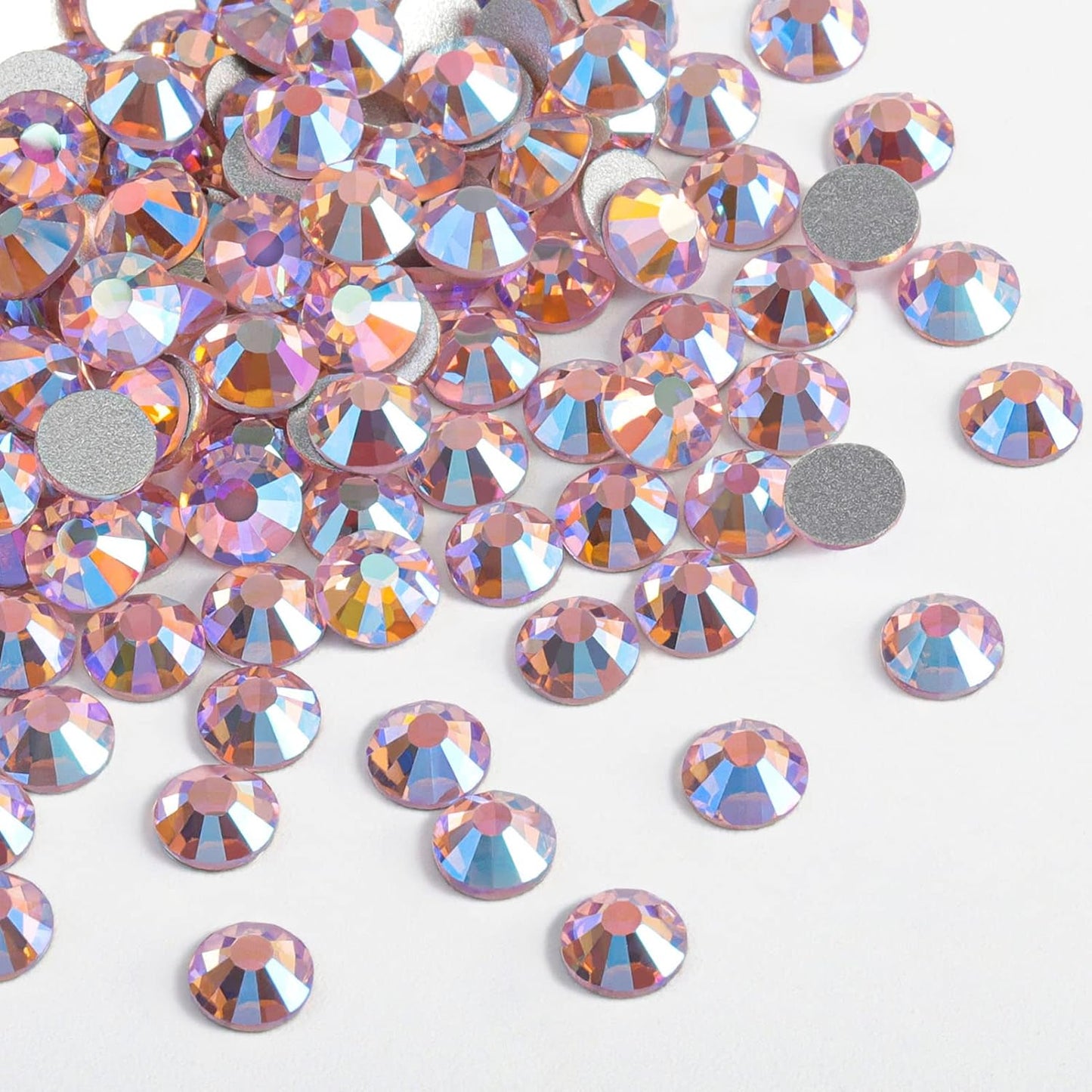 Beadsland 288 Pieces Flat Back Crystal Rhinestones Round Gems,Light Pink AB,SS30,6.3-6.5mm