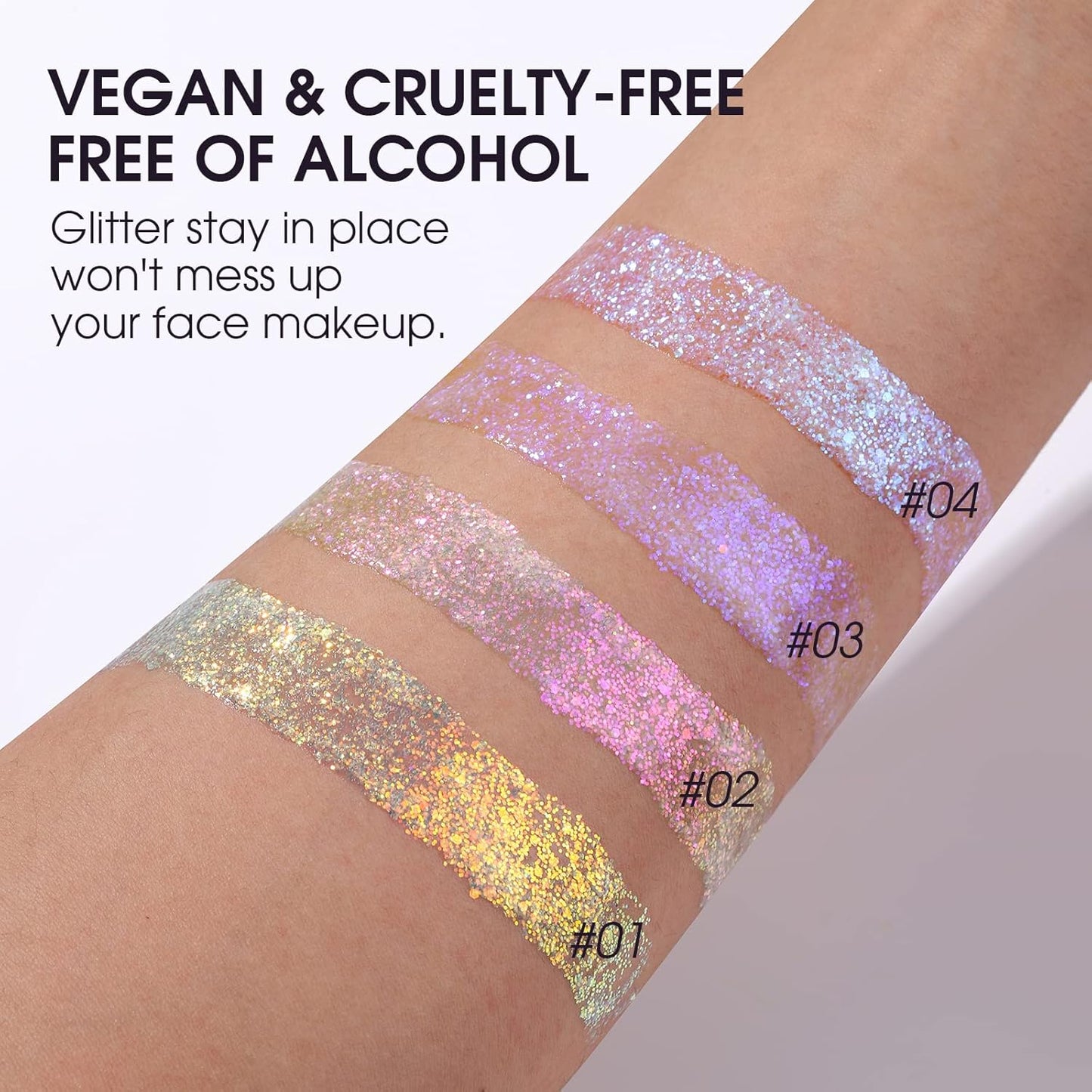 LANGMANNI Holographic Body Glitter Gel for Body, Face, Hair and Lip.Color Changing Glitter Gel Under Light. Vegan & Cruelty Free-1.35 oz (3# Neon Violet)