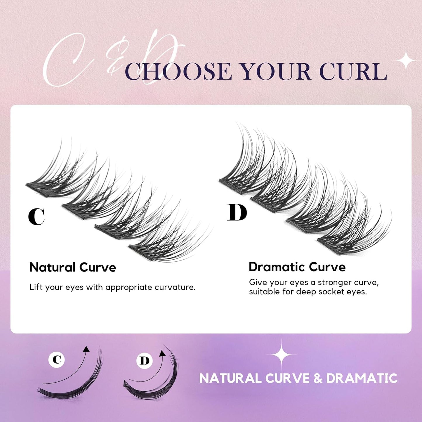 GAQQI Lash Clusters, Eyelash Clusters C Curl Cluster Lashes 168PCS 10-16MM, Wispy Individual Lashes Natural Cluster Eyelash Extensions (GQ03,10-16mm, C Curl)