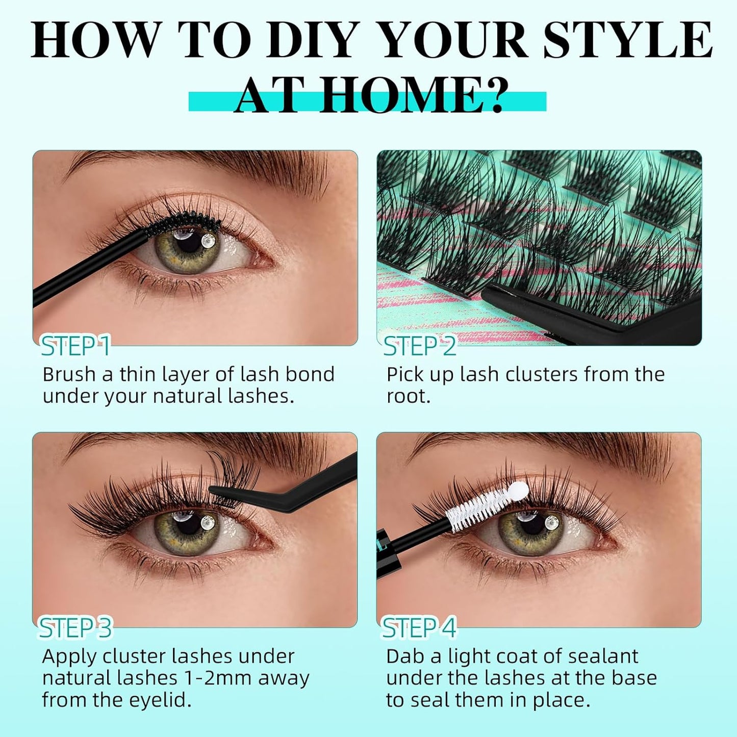 Lash Clusters 144Pcs Eyelash Extension Midnight Lashes Extensions Natural Cluster Lashes for Individual Eyelashes Extension by AMZGlRL(D-Mix8-16mm)