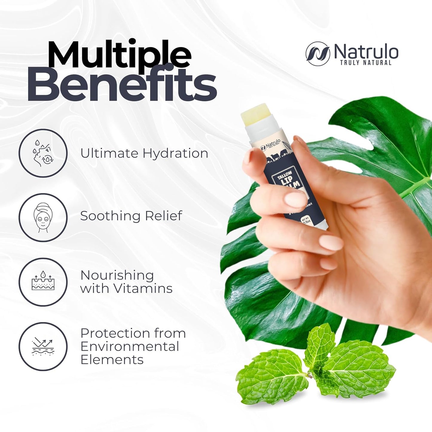 Beef Tallow Lip Balm – Natural Tallow Beeswax Chapstick – Hydrating Moisturizer Grass Fed Bison Tallow Balm Lip Care – Soothes Chapped, Dry Lips, Sensitive Skin – Long Lasting & Vitamin Rich USA-Made