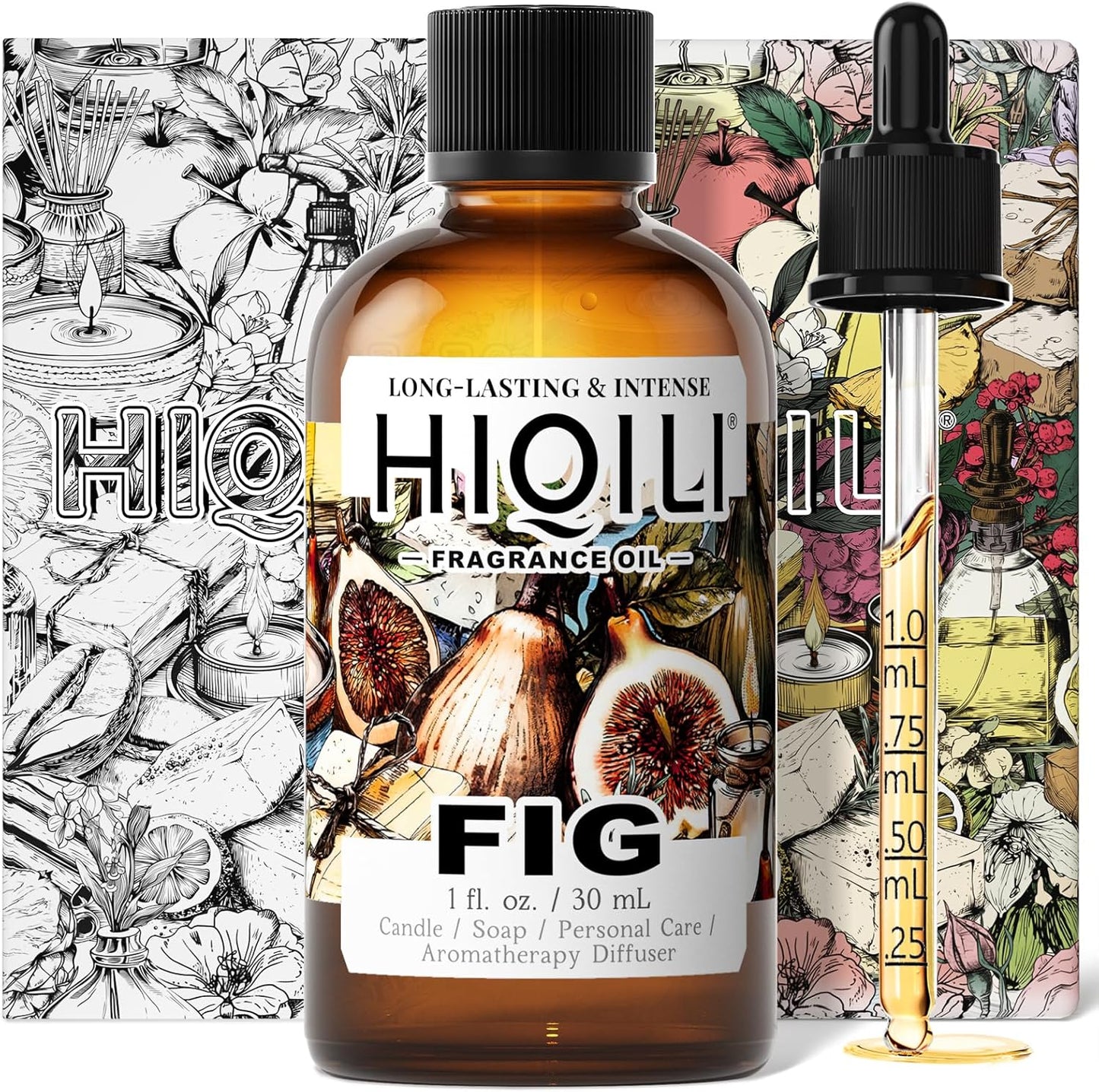 HIQILI Fig Fragrance Oil for Hotel Scent Diffuser, Candle & Soap Making Kit, Add to Skin Care, Bath & Body Products - 1 Fl Oz