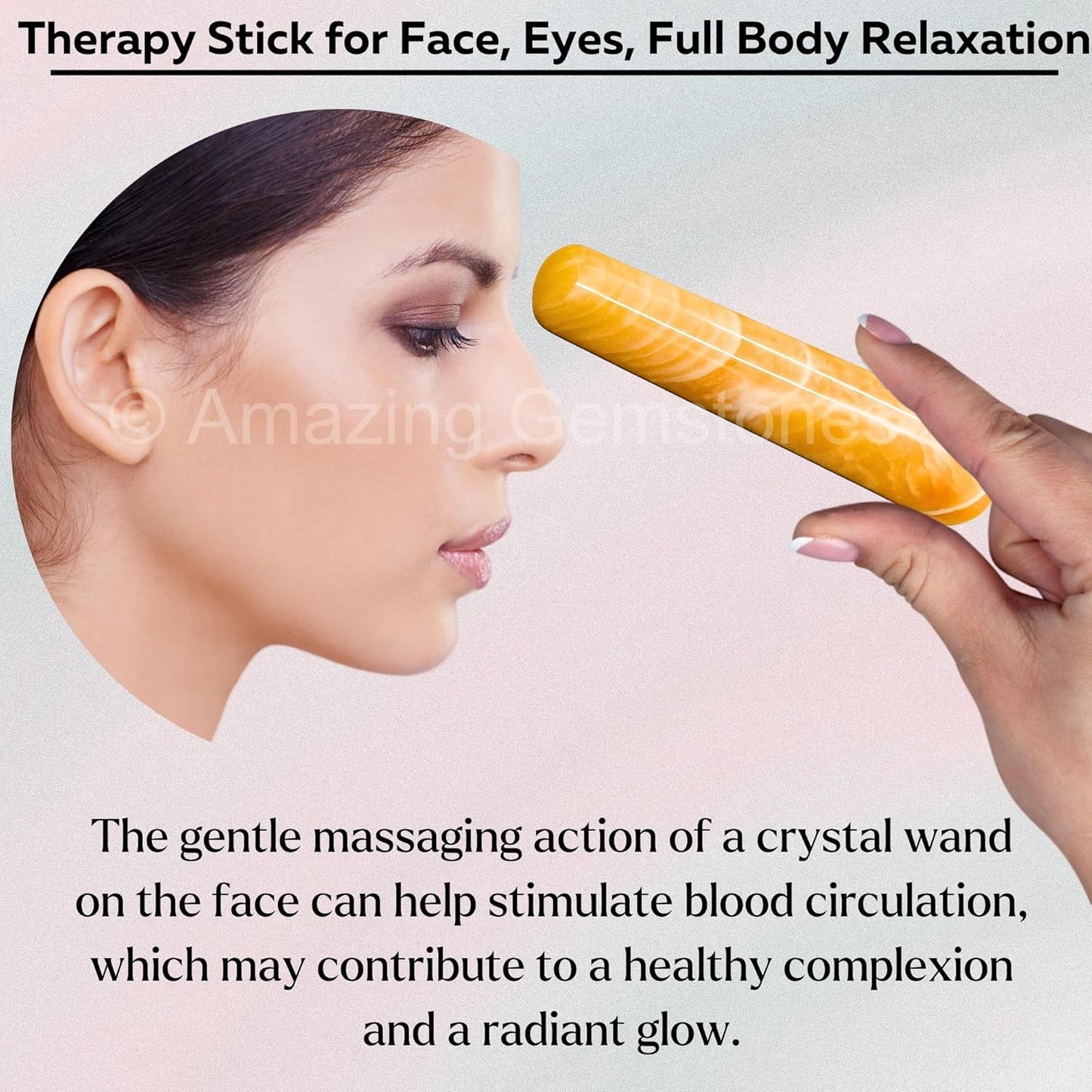 Yellow Calcite Crystal Wand Massage Stick - Pelvic Wand Gua Sha for Adults - Crystals and Healing Stones Massage Wands for Adults Gifts (Smooth)