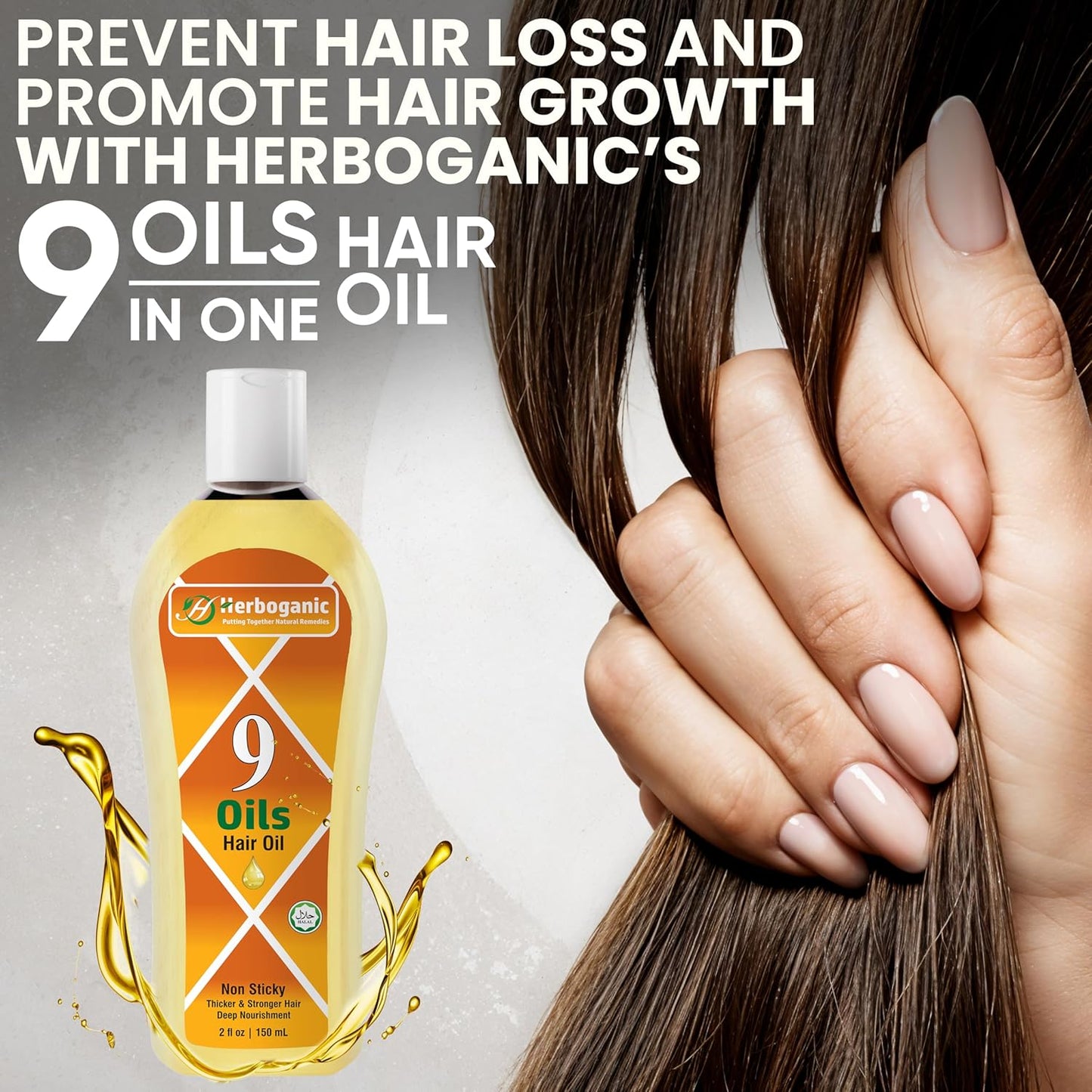 9 Oils Hair Oil - Herbal Blend of Jojoba, Almond, Olive, Argan, Amla, Coconut, Castor oil, Onion oil and Vitamin E - Hair oil for Hair Growth, thickness and damaged hairs - Non Greasy | 5 oz