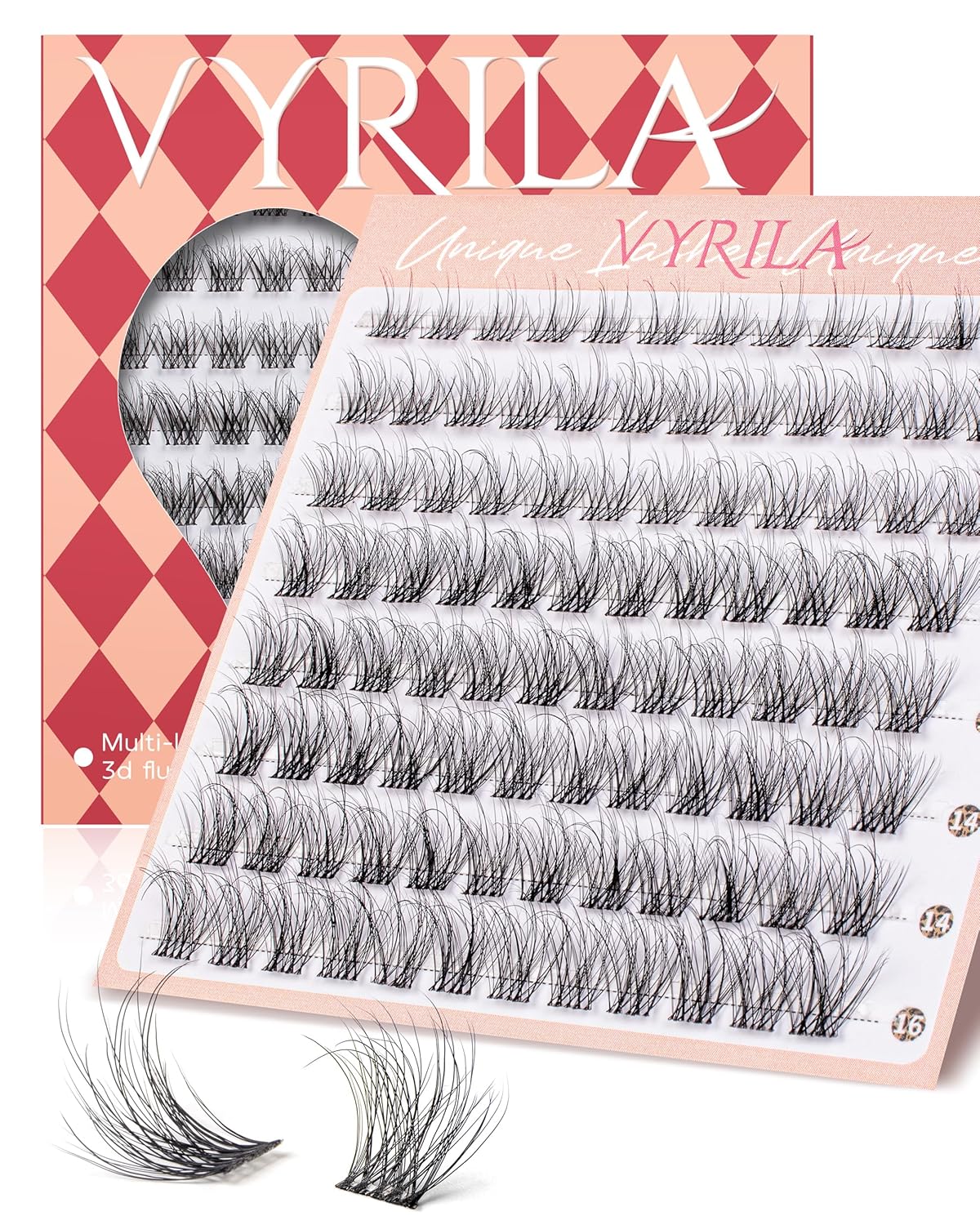 Lash Clusters 0.05mm PBT Fiber Eyelash Clusters, 0.1mm Superfine Invisiband D Curl Diy Lash Extension, 96pcs 8-16mm Individual Like Eyelash Extensions (Dash-D-8-16Mix)