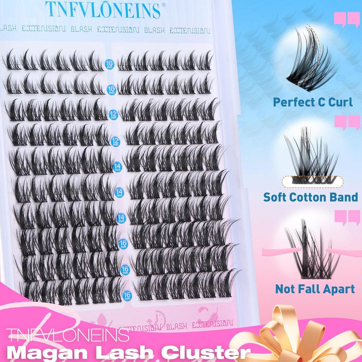 Manga Lash Clusters Kit Natural Lash Extension Kit Wispy Eyelash Extension Kit Soft Eyelash Clusters Anime Individual Lashes Kit Cluster Eyelash Extensions with Bond and Seal and Tweezers TNFVLONEINS