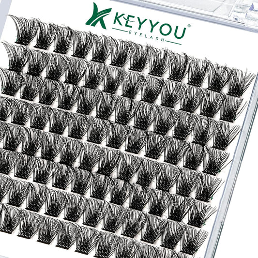 Lash Clusters 96pcs Individual Lashes Y03 D Curl 14mm Cluster Lashes KEYYOU Volume Wispy Lash Extension Soft&Comfortable Easy DIY at Home(Y03 D-14mm)