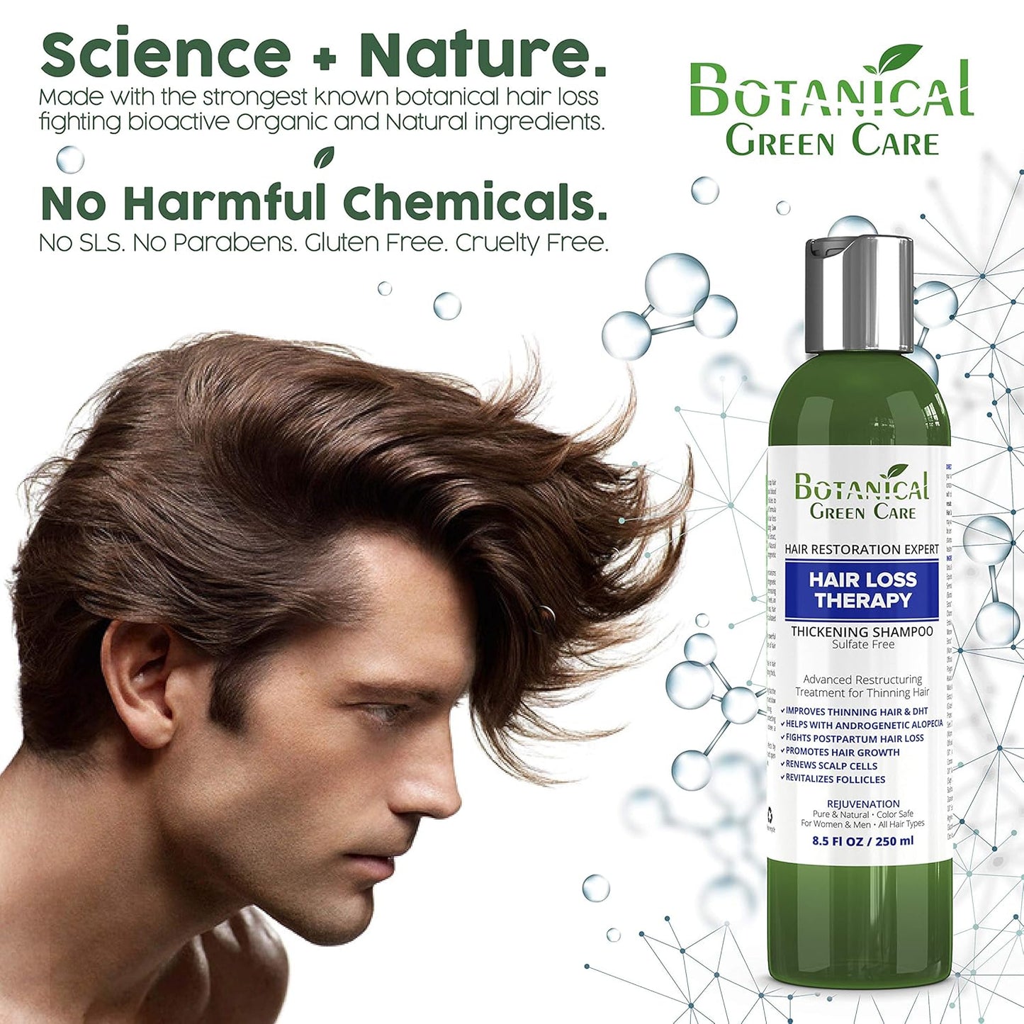 Hair Loss Therapy Strengthening Shampoo for Thinning Hair, Sulfate‑Free, Strengthening & Volumizing, DHT Blocker, Color Safe Made in USA