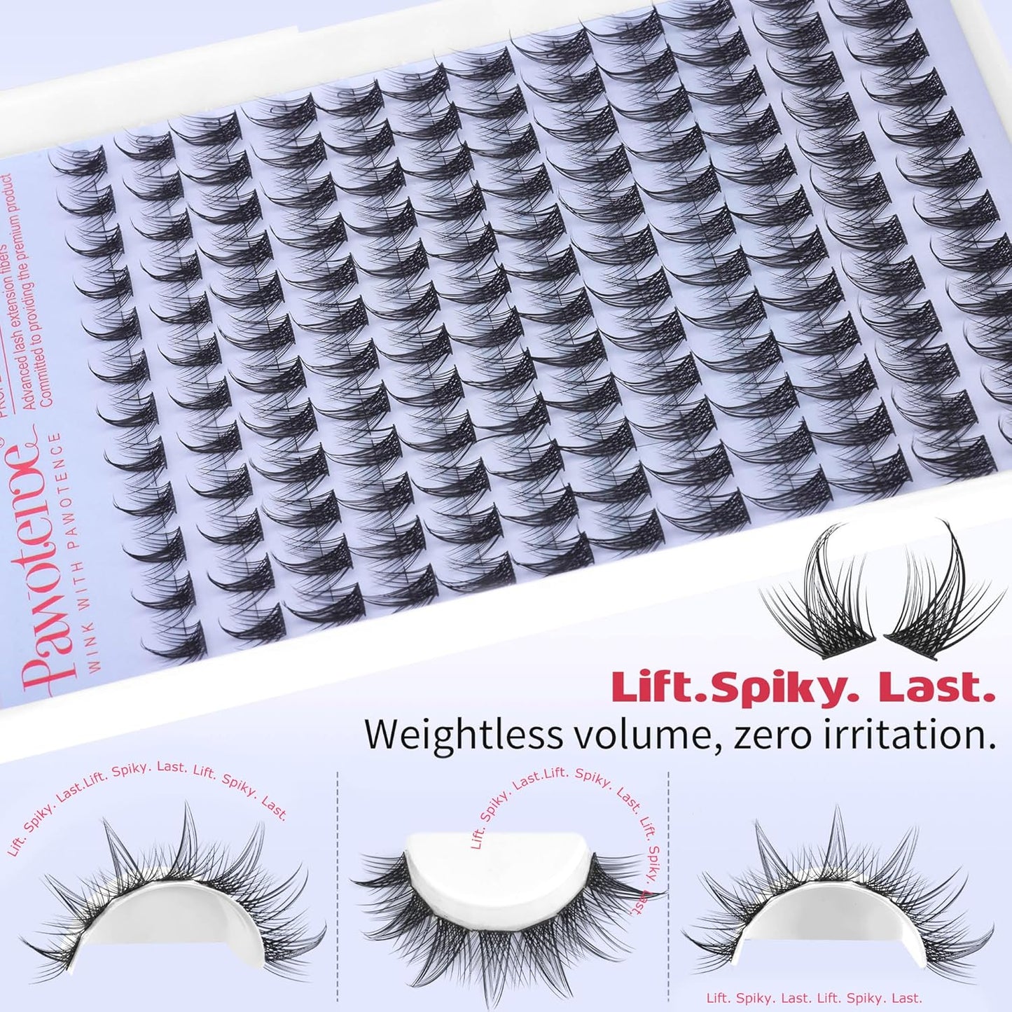 Pawotence Fairy Lash Clusters Natural Eyelash Clusters 10-16mm Manga Lashes Cluster Eyelash Extensions 144pcs Anime Individual Cluster Lashes Wispy for DIY Lash Extension
