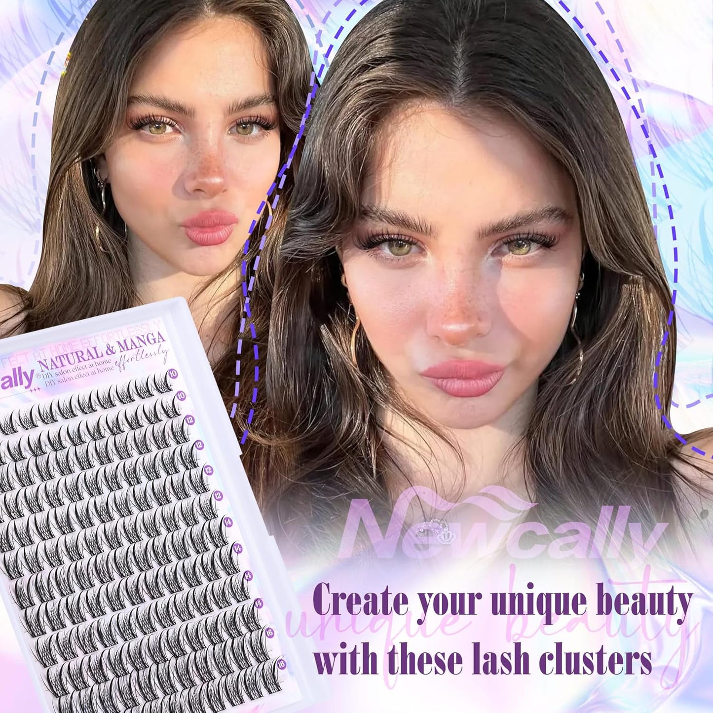 Lash Clusters Manga Lash Extension Natural Wispy Eyelash Clusters Eyelash Extension C-curly Individual Lashes 10-16MM Cluster Lashes by Newcally