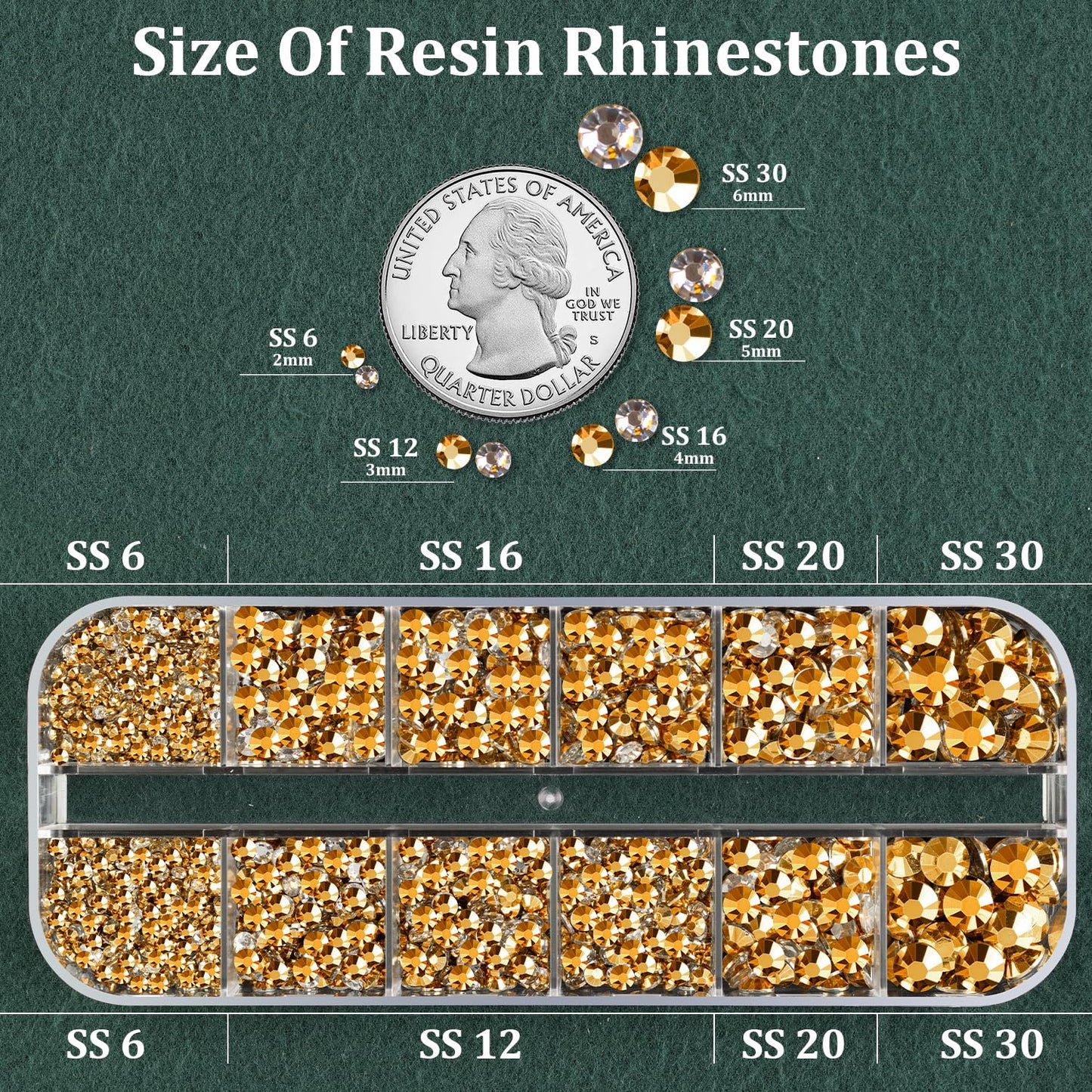 Resin Rhinestones for Crafting with B7000 Jewelry Glue, 1 Box Gold Flatback Crystals with 3Pcs 10ml Glue for Bedazzling Crafts DIY Nail Art Makeup，Non Hotfix Gems for Clothing Shoes