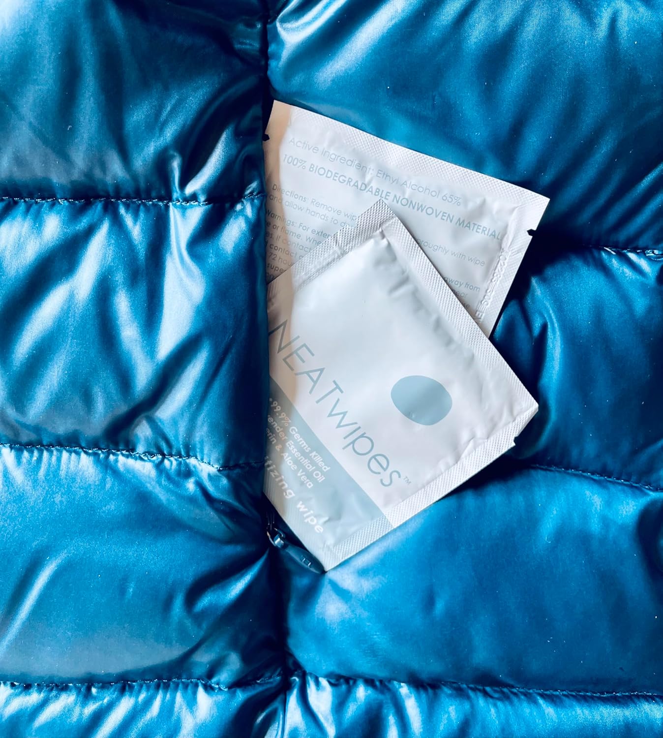 NEATwipes Hand Sanitizing Wipes | Travel Essentials | Disposable Wet Wipe & Planet Friendly | Lavender Essential Oil & Soothing Aloe | 10 Pouches of 24 Individually Wrapped Wipes