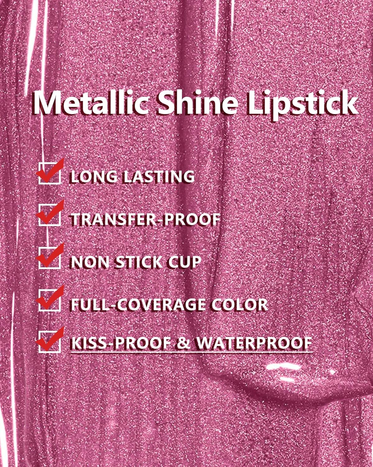 MAKI YIKA Red Lipstick for Women Metallic Lipsticks Glitter Long Lasting Lipstick No Smudge No Transfer Shimmer Liquid Lip Gloss (BR06 Dangerous)