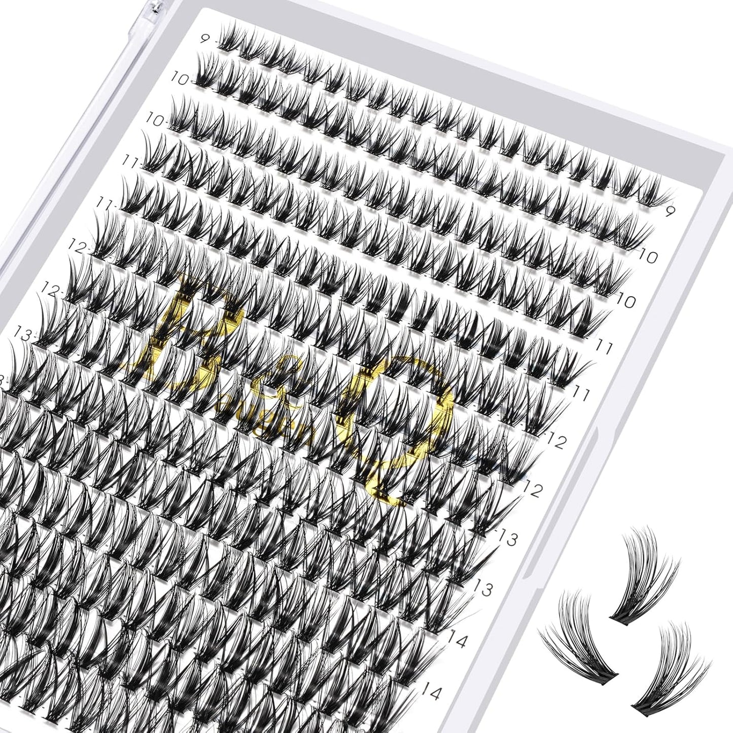 B&Q Lash Clusters 40D-D-9-16MIX Individual Lashes 280 Clusters Manga Lashes False Eyelash DIY Eyelash Extensions at Home (40D-D,9-16MIX)