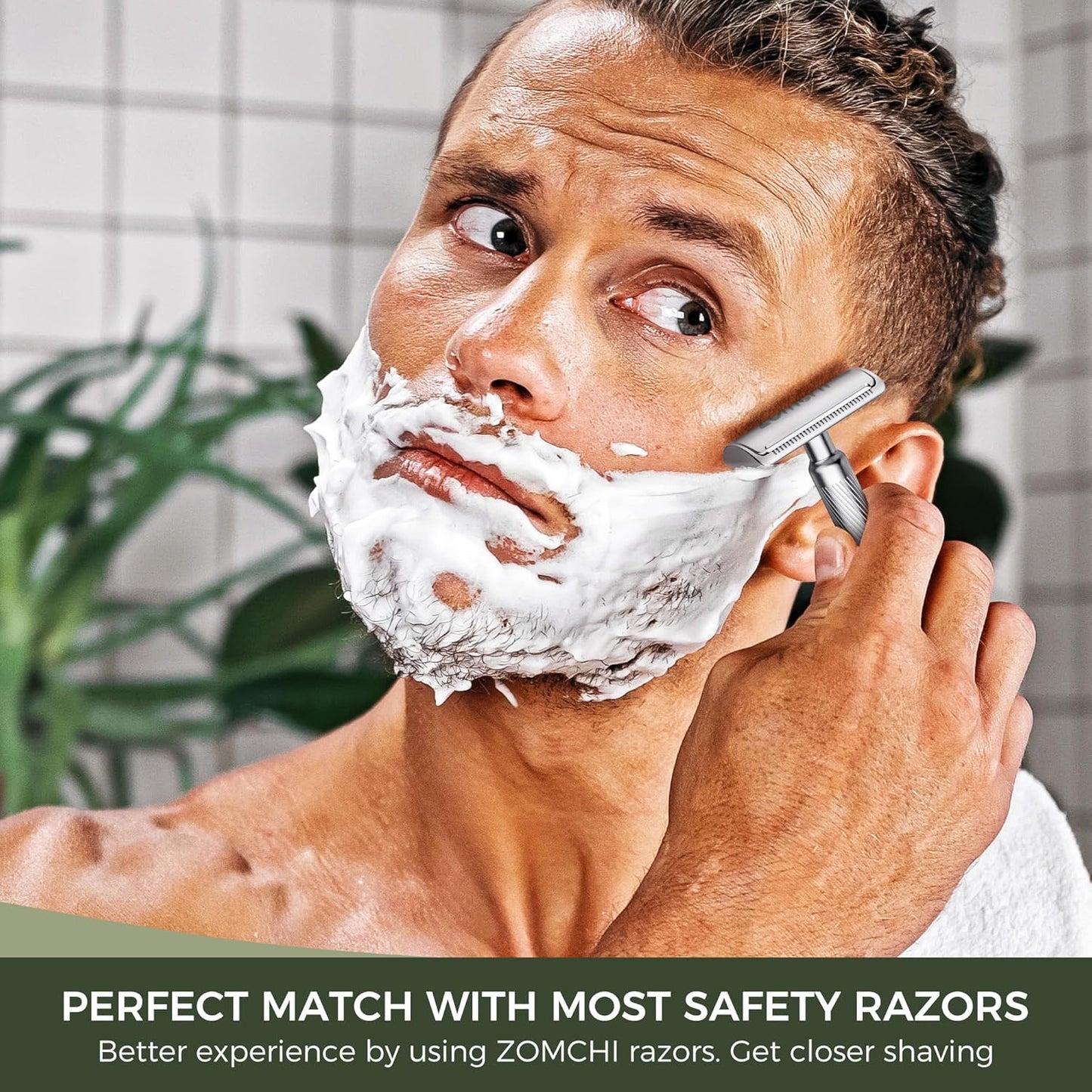 Zomchi Double Edge Razor Blades, 60 Counts Safety Razor Blades for Shaving, Platinum Stainless Steel Shaving Blades for Men and Women, Fits All Standard Double Edge Razors