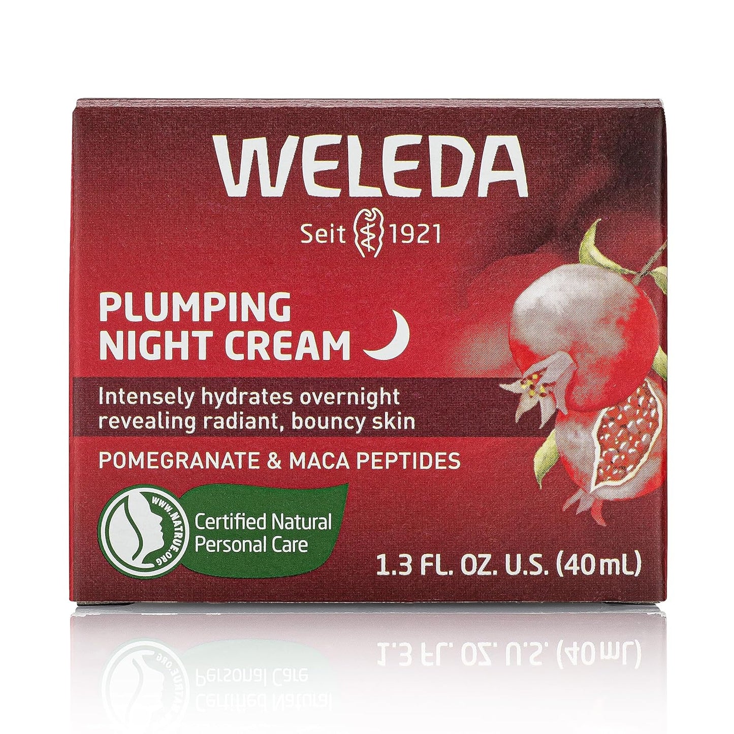 Weleda Face Care Plumping Night Cream, Plant Rich Moisturizer with Pomegranate and Maca Root Peptides
